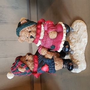 Vintage Heart Patch Place Skating Bears Figurine - First Edition